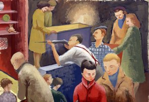 Bir panayır alanında tüfek menzili, c1950. by Shirley Markham
