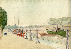 Nehir kıyısında yürüyüş, c1950. by Shirley Markham