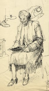Oturan kadın okuma, 1953. by Shirley Markham