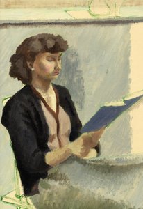 Oturan kadın okuma, c1953. by Shirley Markham