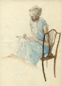 Oturan kadın yazı, 1952. by Shirley Markham