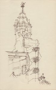 Yıkık binanın kulesi, c1950. by Shirley Markham