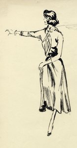 Kollarını uzatmış tam etekli kadın, c1950. by Shirley Markham