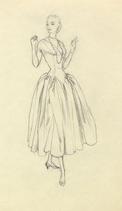 Dar belli elbiseli kadın, c1952. by Shirley Markham