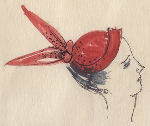 Kırmızı şapkalı kadın, c1950. by Shirley Markham
