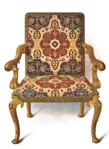 İğne oyalarıyla kaplı yaldızlı sandalye, 1906 by Shirley Charles Llewellyn Slocombe