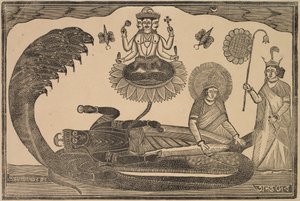 Anantasayan (Yılan Ananta Üzerinde Uzanmış Vişnu) by Shri Gobinda Chandra Roy