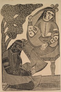 Krishna Radha'nın Ayaklarını Okşayarak