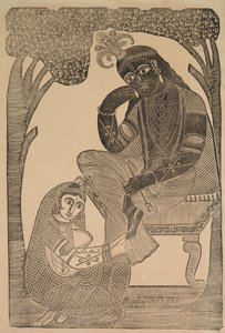 Radha Krishna'nın Ayaklarını Okşayarak