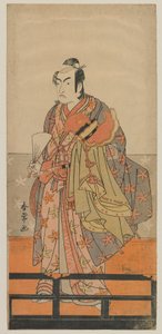 Kabuki Aktörü Ichikawa Monnosuke II Elinde Gagaku Dansçıları Kask ve Cüppe, Edo dönemi, 1780