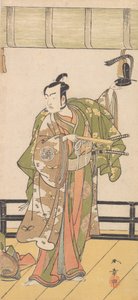 Arashi Sangoro, Büyük Bir Evin Verandasında Duran Bir Samuray Olarak, 1774 veya 1775. by Shunsho