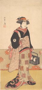 Aktör Iwai Hanshiro IV, Siyah Kimono Giyen Bir Kadın Olarak, ca. 1780. by Shunsho