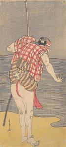 Aktör Otani Hiroemon III, Çizilmiş Kılıçla Denize Girmeye Hazır Adam rolünde, ca. 1775. by Shunsho