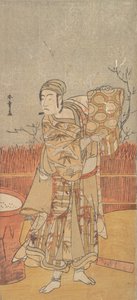 Aktör Sawamura Sojuro III, 18. yüzyılın sonlarında bir Brocade Parçası Tutuyor. by Shunsho