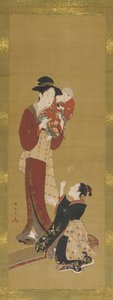 Kadın, bir bebek ve bir genç kız, 1726-1868. by Shunsho