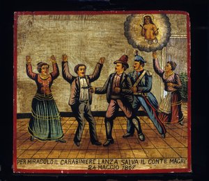 Ex-voto (ex voto) Sicilyaca: “” Mucize eseri, Carabinier Lanza Kont Magri