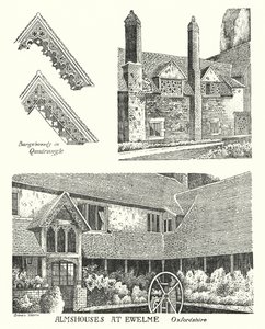 Ewelme, Oxfordshire'daki imarethaneler (gravür) by Sidney Heath