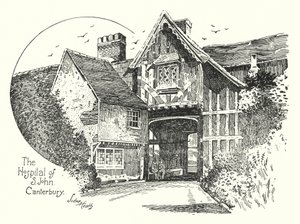 S John Hastanesi, Canterbury (gravür) by Sidney Heath