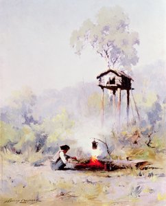 Kamp ateşi (tuval üzerine yağlı boya) by Sidney Laurence