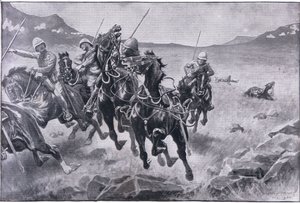 Eldiveni çalıştırmak: çapraz ateş altında bir mızraklı devriye (lito) by Sidney Paget