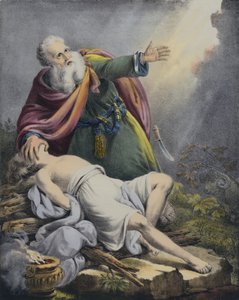 İbrahim oğlu İshak'ı sunarken (renkli gravür) by Siegfried Detler Bendixen