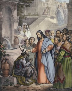 İsa doğuştan kör olan birine görme verir by Siegfried Detler Bendixen
