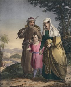 İsa, ailesiyle birlikte Nasıra'ya dönüyor (renkli gravür) by Siegfried Detler Bendixen