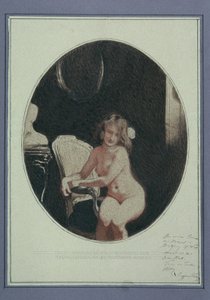 Oturan kadın çıplak by Sigmund Walter Hampel