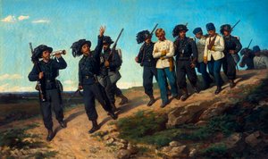 Mahkumlara liderlik eden gardiyanlar by Silvestro Lega