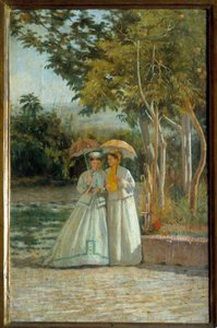 Bahçede Yürüyüş Resmi Silvestro Lega (18126-1895) 19. yüzyıl Floransa, Modern Sanat Müzesi by Silvestro Lega