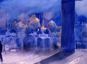 Bazilika, gece çalışması, 2006 (kağıt üzerine suluboya) by Simon Fletcher