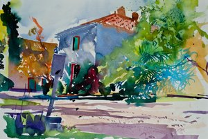 Chez Florence, 2015 (suluboya) by Simon Fletcher