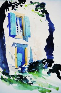 à Fos, 2015 (suluboya) by Simon Fletcher