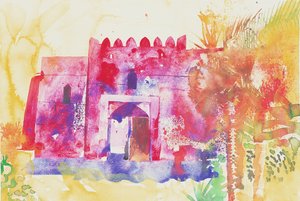 Jabreen duvarları, Umman, 2005 (suluboya) by Simon Fletcher