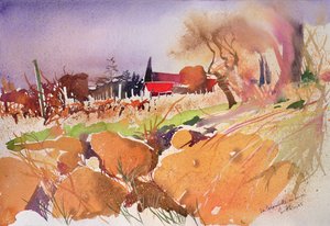 La colombette en hiver, Fransa, 2004 (suluboya) by Simon Fletcher