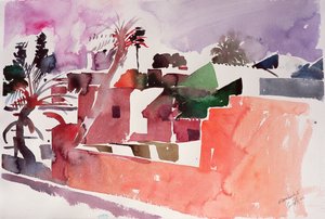 Marakeş 1 (kağıt üzerine suluboya) by Simon Fletcher