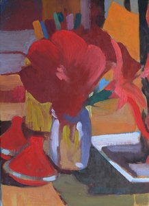 Fas kırmızısı, 2014 (tahta üzerine yağlıboya) by Simon Fletcher