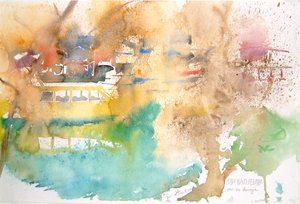 Yağmur ve Sarı Kayıklar, 2000 (suluboya) by Simon Fletcher