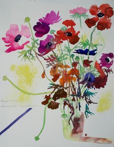 Düğünçiçeği ve anemonlar, 2010 (suluboya) by Simon Fletcher