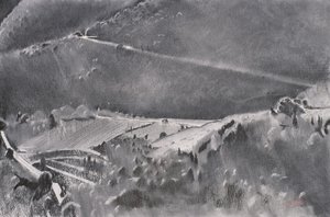 The High Road, 2001 (kağıt üzerine pastel ve karışık teknik) by Simon Fletcher