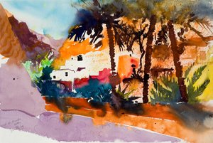 Wadi al Muaydin, 2004 (suluboya) by Simon Fletcher