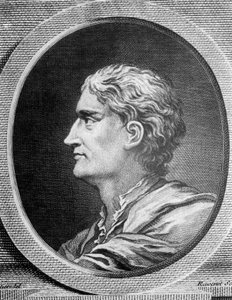 İngiliz fizikçi ve matematikçi Isaac Newton'un (1642-1727) portresi, Simon Francois Ravenet'nin (1706-1774) gravürü
