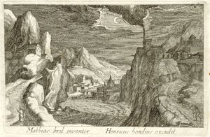 Ay ışığında nehir manzarası Farklı manzaralar (dizi başlığı) Topographia variarum Regionum (dizi başlığı) by Simon Frisius (attributed to)