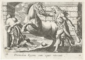 Herkül temt de paarden van Diomedes Atlı Kral Diomedes (nesne üzerindeki başlık) Herkül