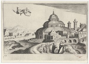 Merkür ile şehir manzarası Güney Avrupa manzaraları (dizi başlığı) Topographia variarum Regionum (dizi başlığı) by Simon Frisius