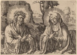 Kurtarıcı ve Bakire by Simon Frisius after Lucas van Leyden