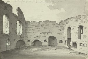 Bamburgh Kalesi, mutfak kalıntıları, Add. 15542, f.180, c.1780 (kağıt üzerinde kalem ve mürekkep yıkama) by Simon H. Grimm
