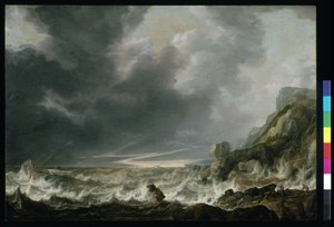 Kayalık Bir Sahil Açıklarında Tehlikede Olan Gemi, 1645 dolayları (ahşap üzerine yağlı boya)