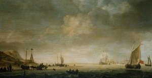 Sahilde balıkçılar ile Scheveningen
