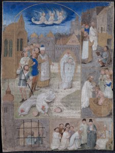 Cesur Charles ve Yorklu Margaret'in Bir Breviary'sinden Kesilen Yaprak: Saint Denis'in Şehitliği by Simon Marmion